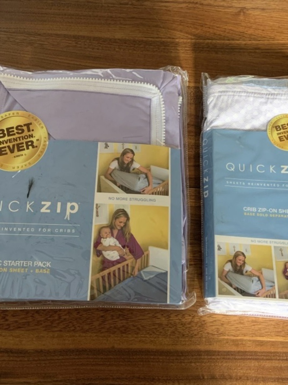 NEW QuickZip Crib Sheet Bundle Starter Pack Base & Extra Zip-On Top Sheet Set